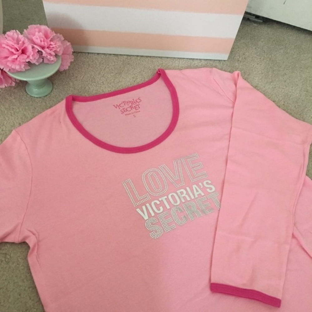 NWOT Victoria's Secret Pink LOVE Nightgown Sleep Shirt Long Sleeve